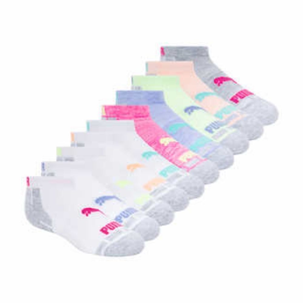 Puma Youth Low Cut Sock, 10-pair, Pink/White